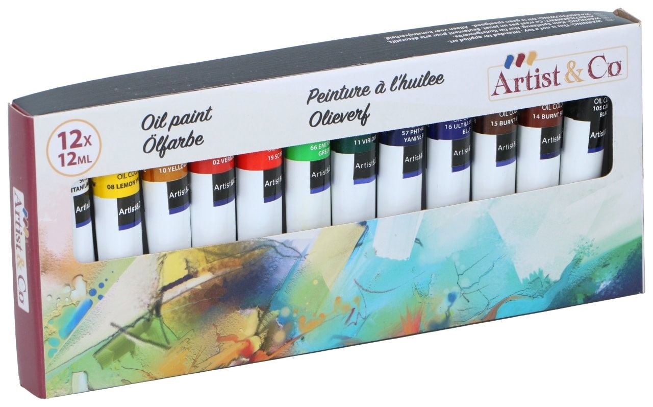 ARTICO oliemaling sæt 12 x 12 ml / kunstnerfarver – 12 farver