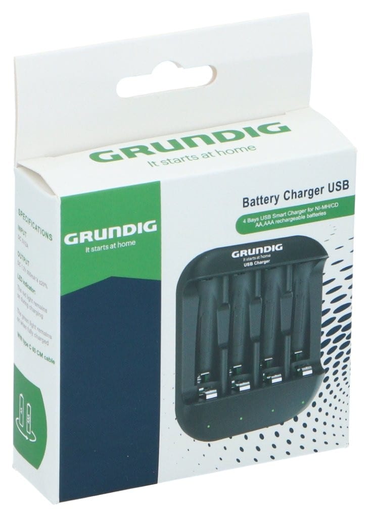 Grundig Batterioplader AA/AAA via USB / USB-oplader til genopladelige batterier