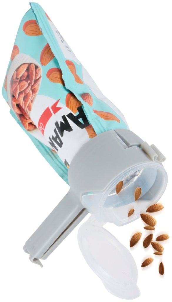 Hældeclips til poser / påskeclips med hældetud / 2-i-1 poseforsegler - 2-pak