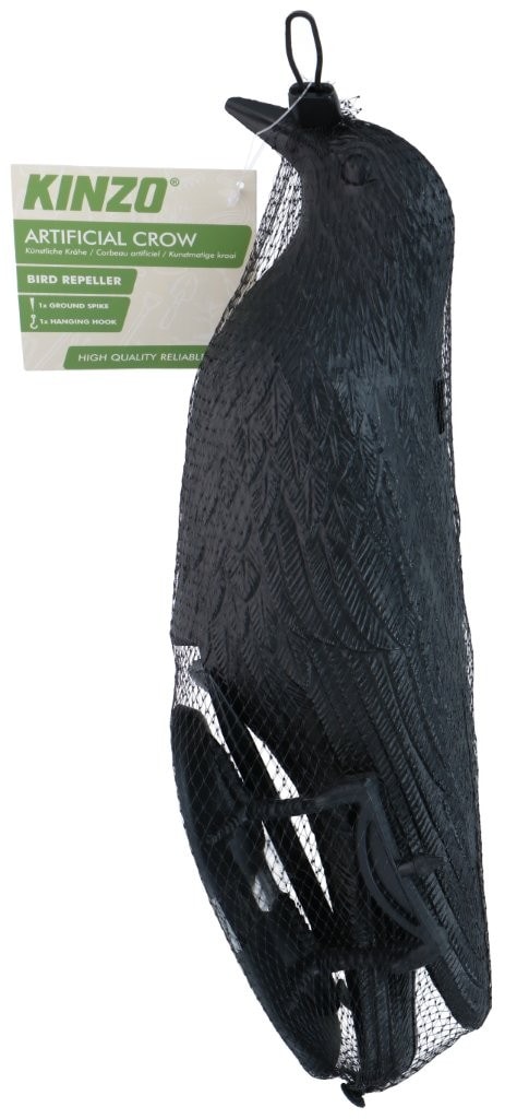 Fugleskræmsel krage 32 cm / fugleskræmsel til haven / realistisk krage af plast