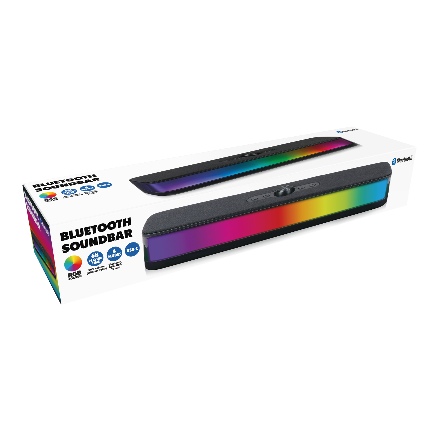 Bluetooth-soundbar med RGB LED-lys / kompakt soundbar Bluetooth / LED-soundbar-højttalere