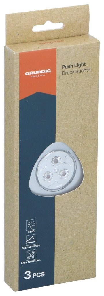 Grundig LED spotlight push light 3-pack / batteridrevet LED spotlight / push light LED