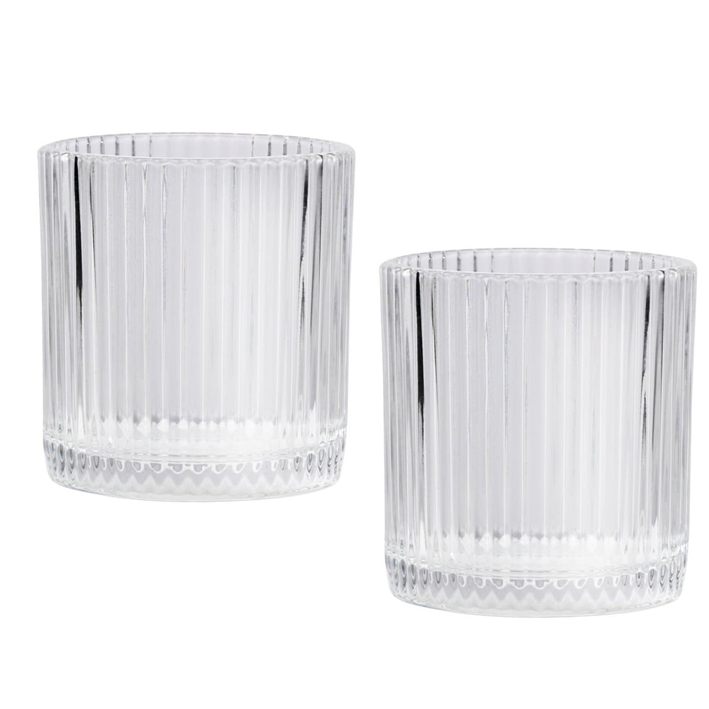 Ribbet drikkeglas 320 ml 2-pak / ribbet glas til vand og drinks / drikkeglas til hverdag og fest