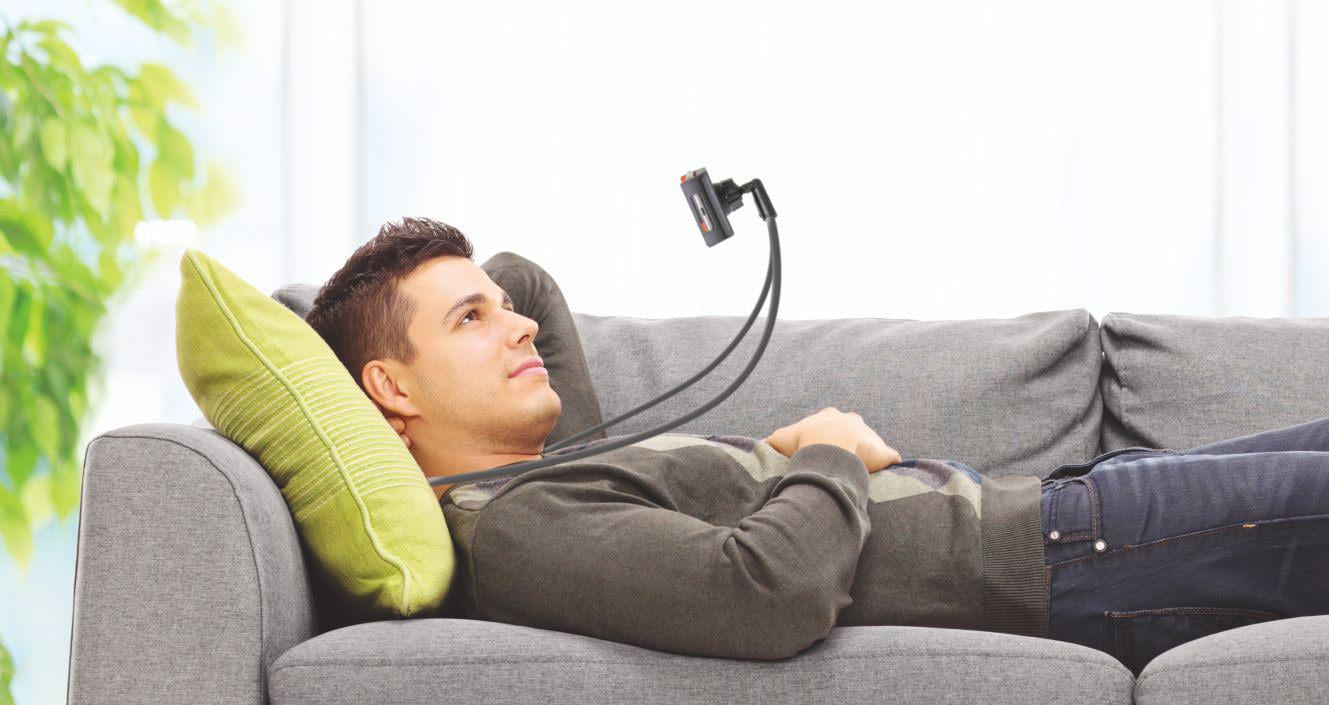 Grundig fleksibel nakkeholder til mobiltelefon / mobiltelefonholder til nakke 360° / justerbar smartphoneholder