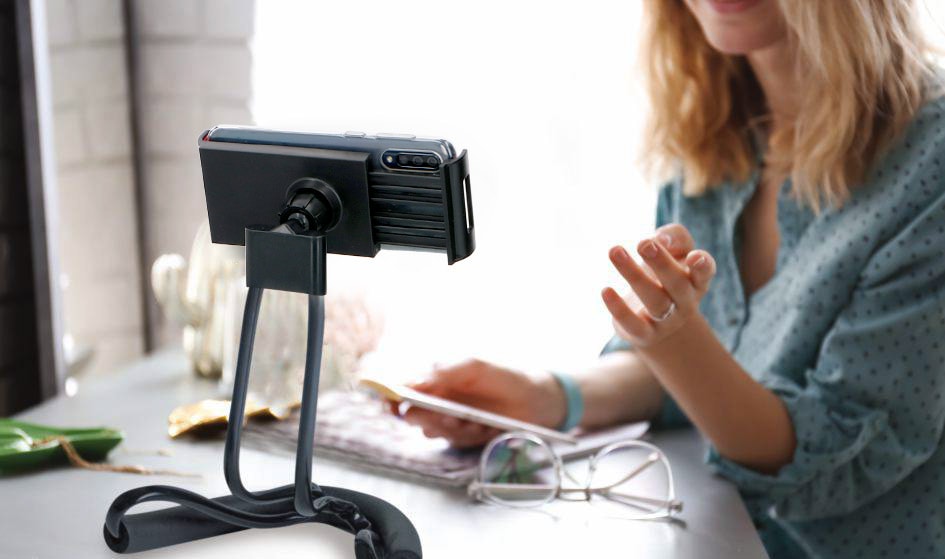 Grundig fleksibel nakkeholder til mobiltelefon / mobiltelefonholder til nakke 360° / justerbar smartphoneholder