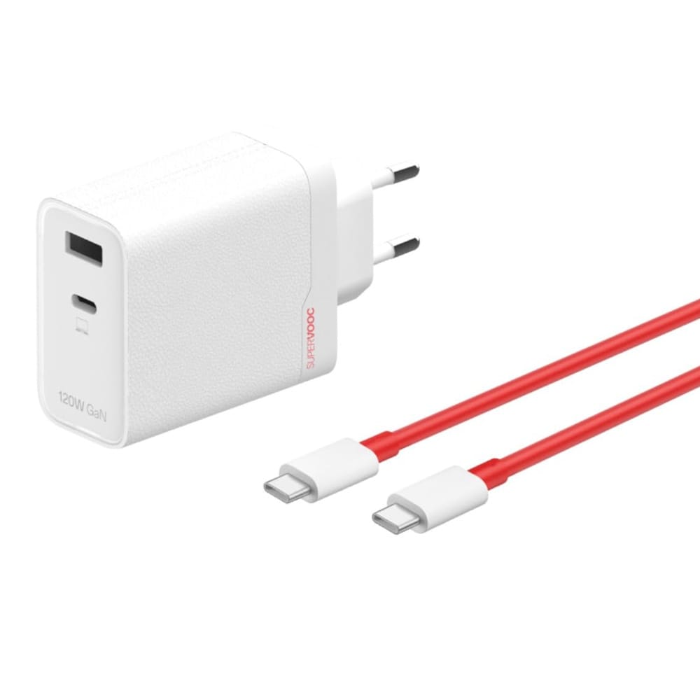 OnePlus 120W SuperVooc GaN-vægoplader 1xUSB, 1xUSB-C + USB-C-kabel