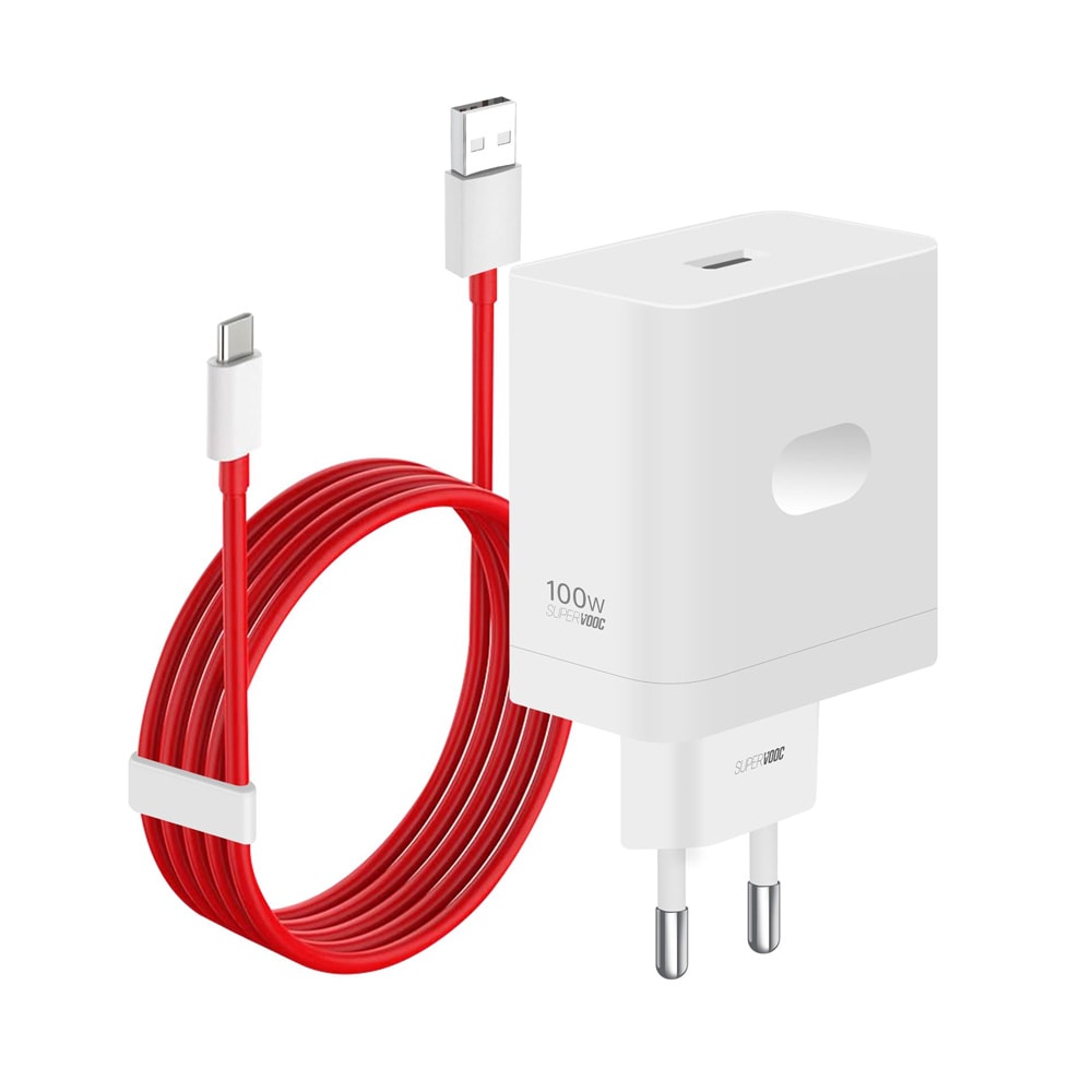 OnePlus 100W SuperVooc GaN-vægoplader 1xUSB, 1xUSB-C + USB-C-kabel
