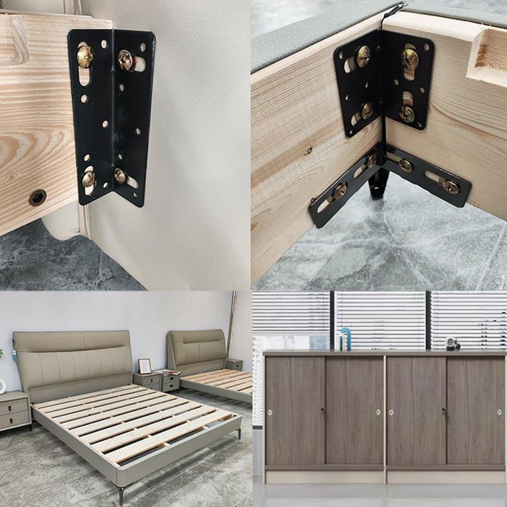 Vinkeljern 145x40mm til møbler 10-pak - Svart / hjørnebeslag metal / L-beslag til møbler