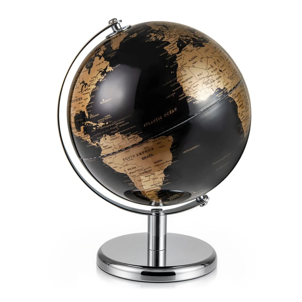 Moderne globus 20 cm / Dekorativ verdenskugle med metalstativ