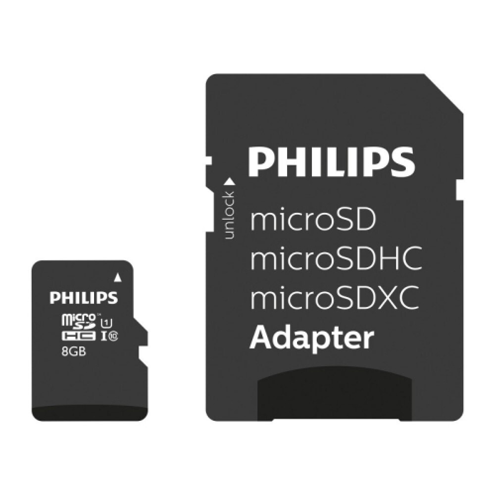 Philips 8 GB microSDHC Class 10-hukommelseskort / microSD-kort / hukommelseskort til smartphone-kamera-tablet