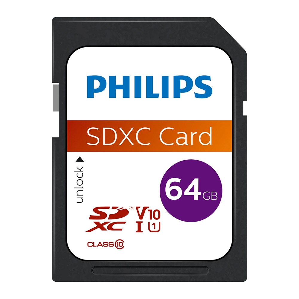 Philips 64 GB SDXC Class 10-hukommelseskort / SDXC-kort / SD-hukommelseskort til kamera og computer
