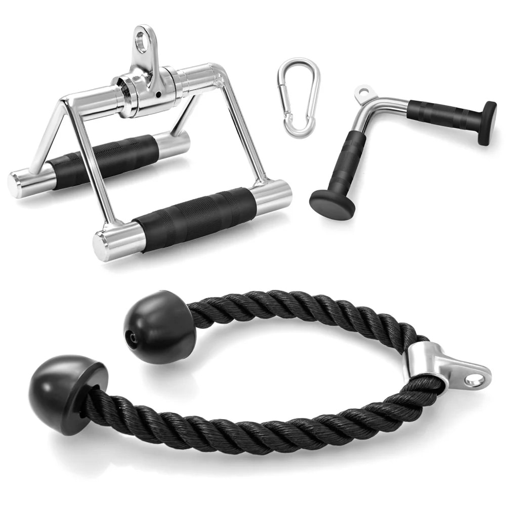 Tilbehørssæt til overkropstræning til kabeltræk / træningstilbehør til multigym og kabelmaskine