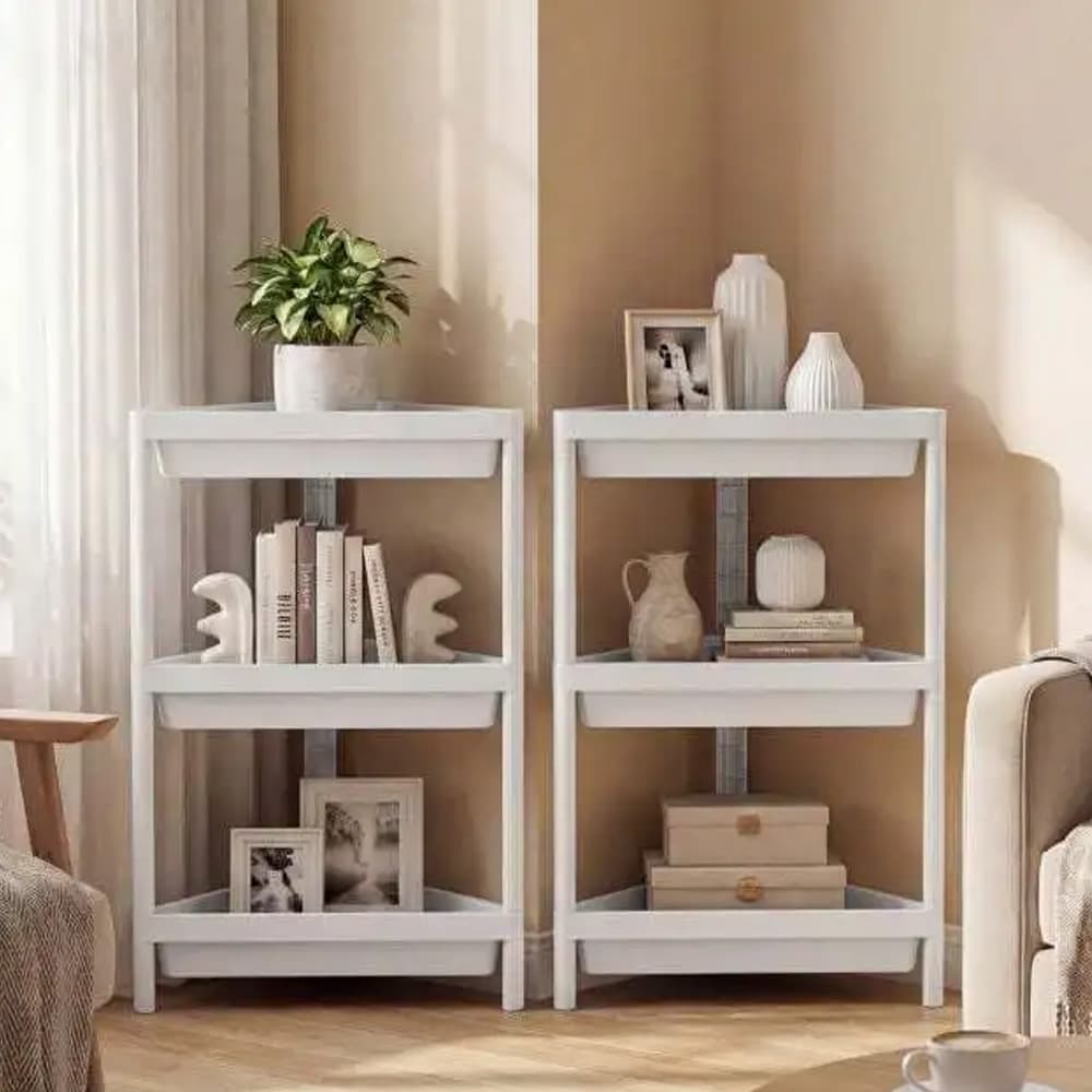 Hjørnehylde 2-pak – brusehylde / badeværelseshylde / hjørneopbevaring – hvid