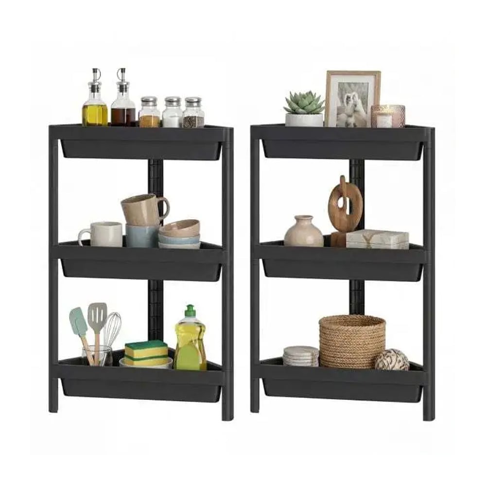 Hjørnehylde 2-pak – brusehylde til hjørne / badeværelseshylde / hjørneopbevaring – sort