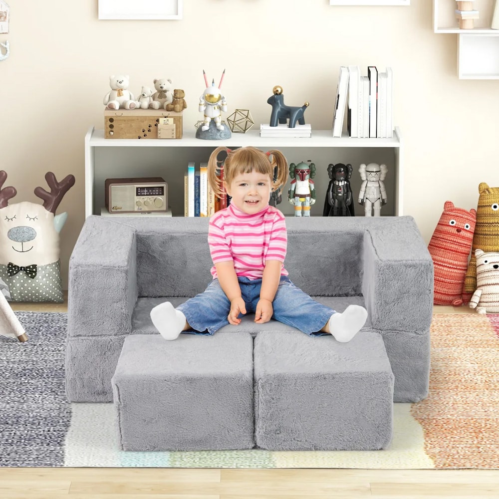 Modulær skumsofa til børn – grå børnesofa / legesofa / blød sovesofa