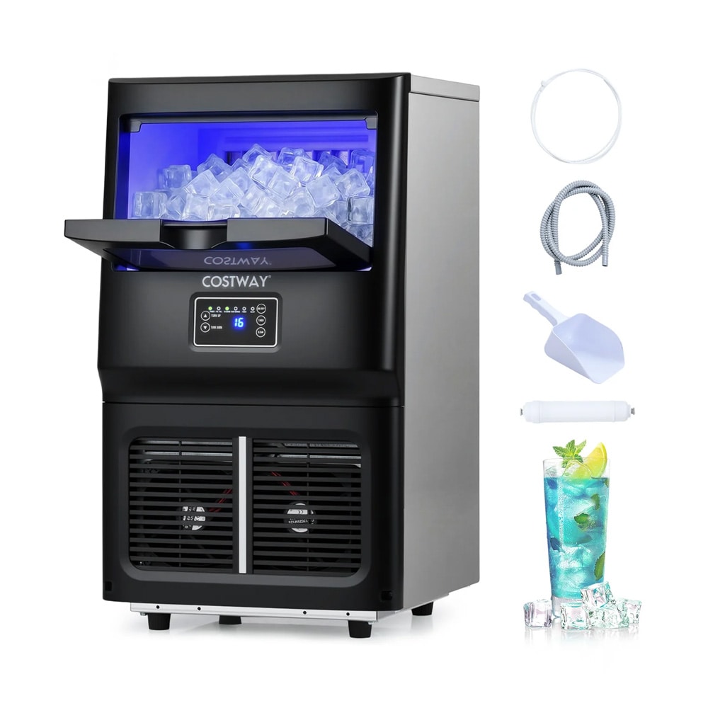 Ismaskine 25–30 kg/døgn – fritstående isterningemaskine til hjem og virksomhed – sort