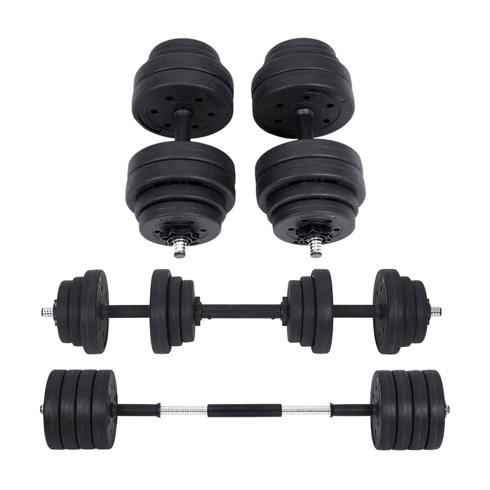 Justerbar vægtstang og håndvægte 30 kg 2-i-1 / håndvægtssæt med vægte / styrketræningssæt med forbindelsesstang
