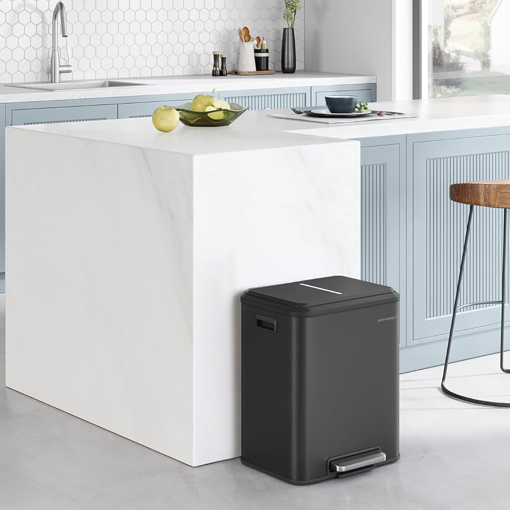 Pedalspand 2x15 L svart / dobbeltrumsspand / køkkenspand med soft close og pedal