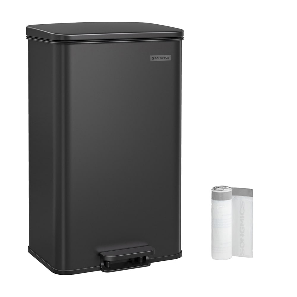 Pedalspand 40 L svart / stor køkkenspand / spand med soft close og låg