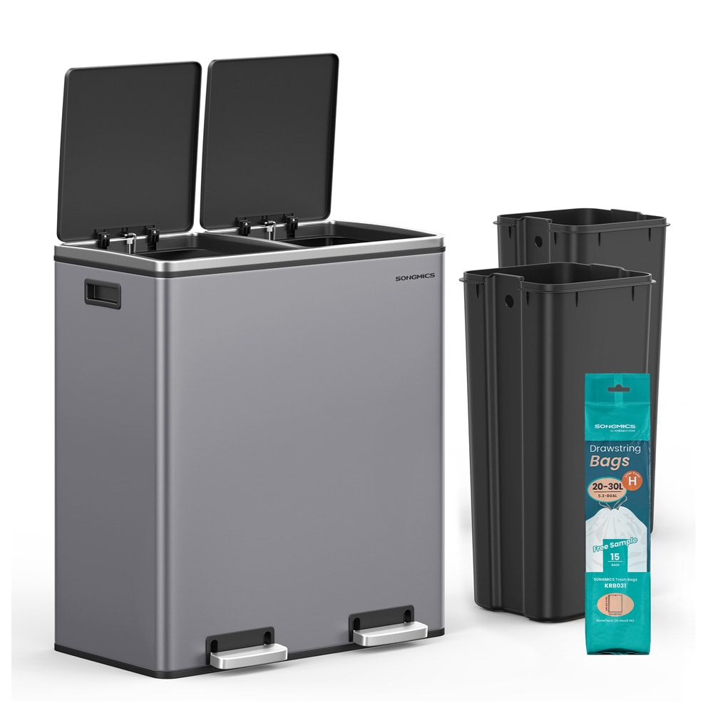 Pedalspand 2x30 L grå / dobbeltrumsspand / køkkenspand med soft close og pedal