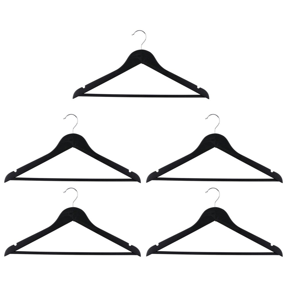 Alpina Bøjler 5-pak / tøjbøjler til garderoben / sorte bøjler til skjorter og jakker / tøjbøjler til tøj