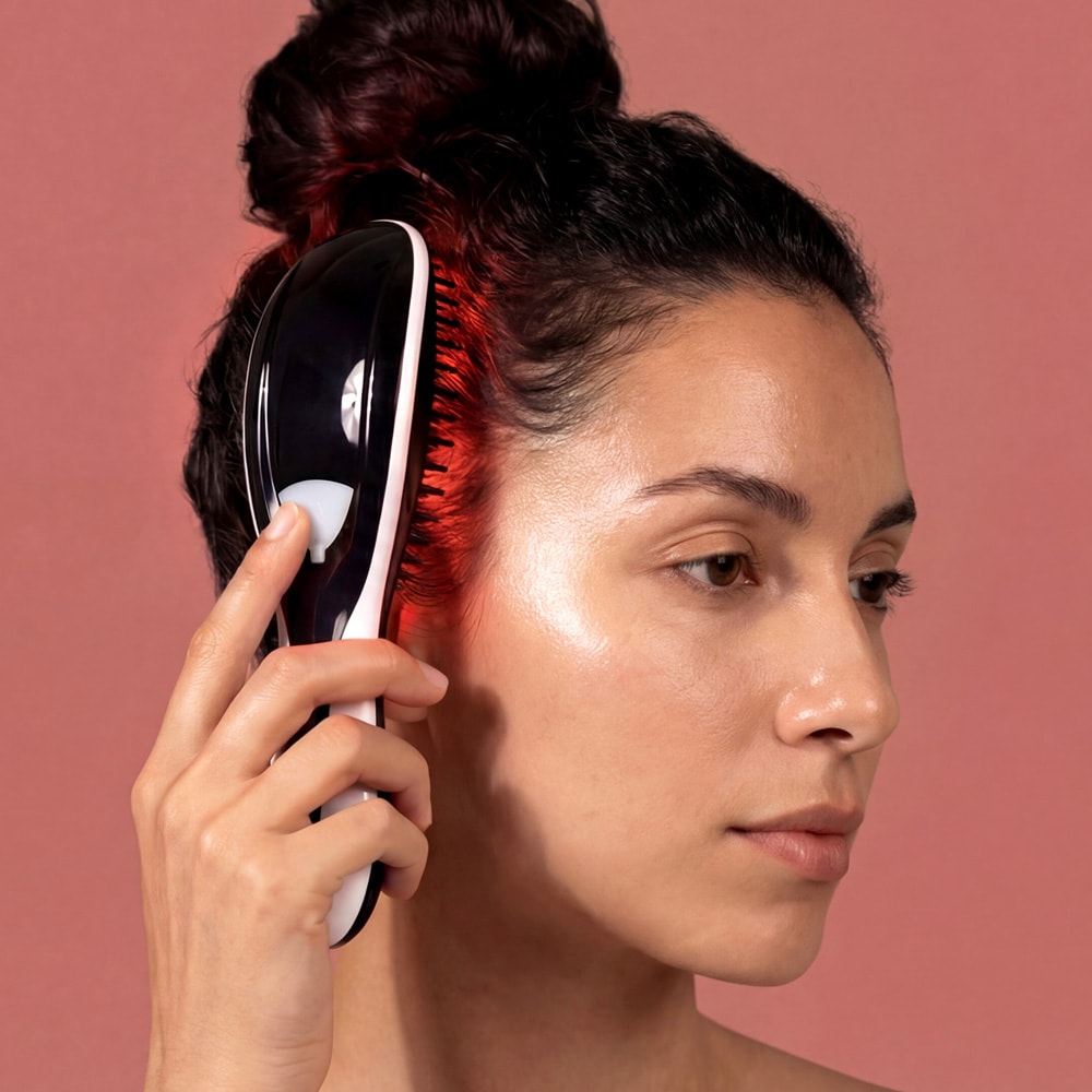 Hovedbundsbørste med LED og massage – massagebørste / hårplejebørste