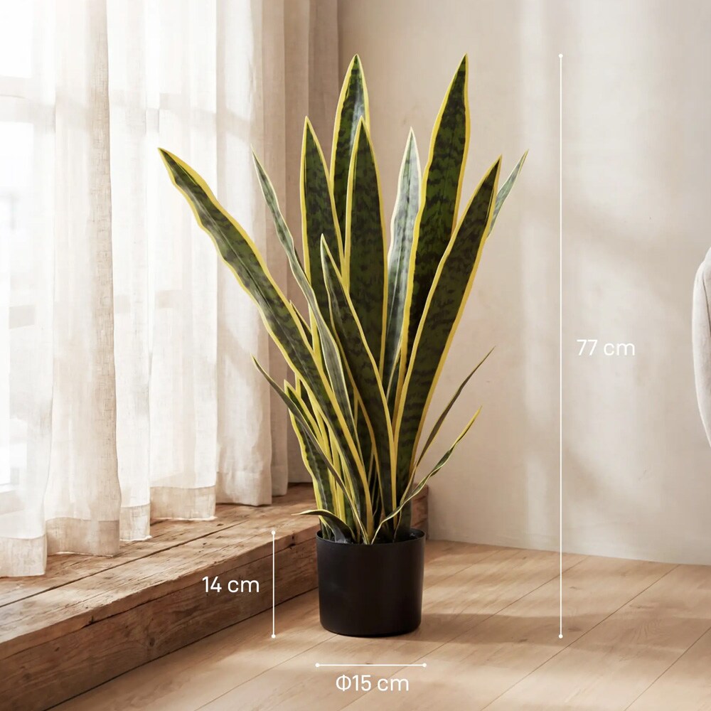 Kunstig svigermors skarpe tunge i potte 77 cm / kunstig grøn plante / vedligeholdelsesfri indretningsplante
