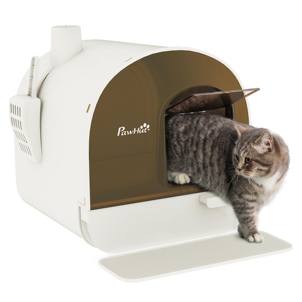 Kattekasse med filter / lukket kattekasse med dør / kattetoilet med måtte og skovl