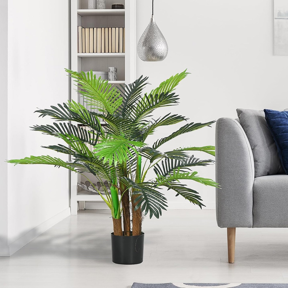 Kunstig palme 100 cm / palmeplante i potte / dekorativ kunstig plante til indendørs og udendørs / naturtro palme