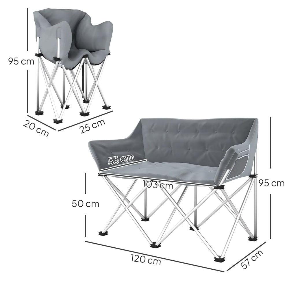 Campingsofa - 2-personers campingstol / sammenklappelig udendørs sofa til camping