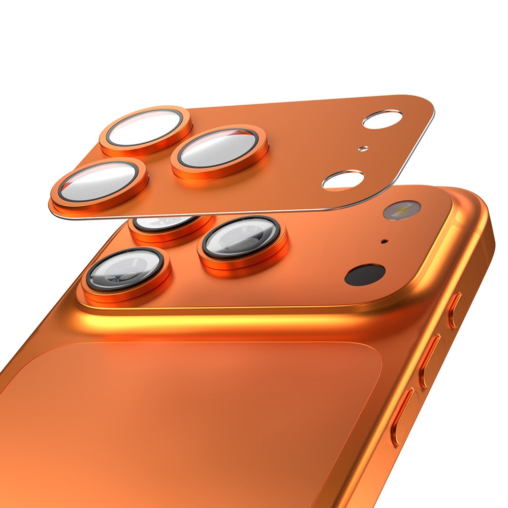 Etteri kameradæksel til iPhone 17 Pro Max - Orange / kameralinsedæksel aluminium / linsedæksel 9H glas