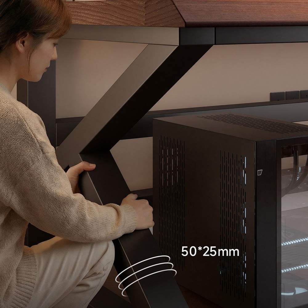 Skrivebord 140×60×73 cm / arbejdsbord med 25 mm bordplade / computerbord med stålramme – Valnød/sort
