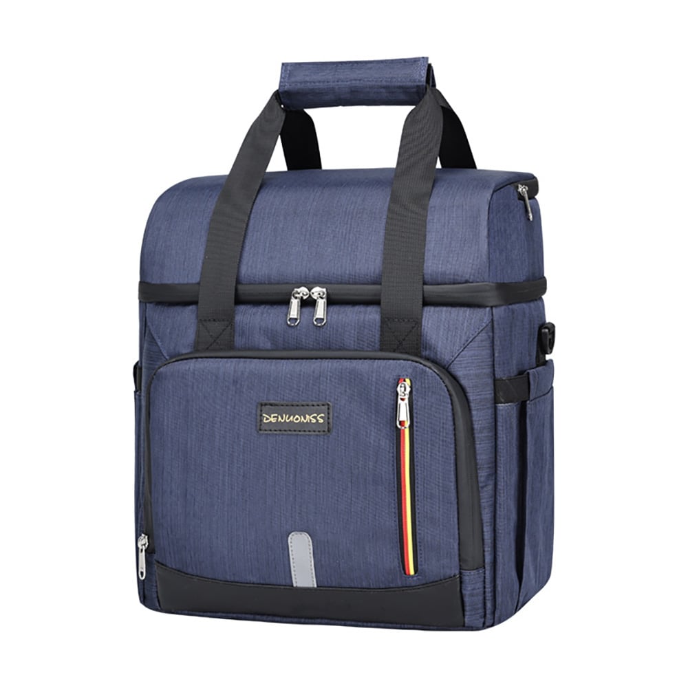 Køletaske 20L med flere rum / isoleret madkasse stor / køletaske organiseret / madkasse med bestikrum / køletaske 35 cm - Blå