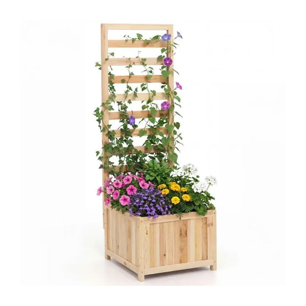 Plantekasse med espalier 123cm - højbed / blomsterkasse / plantekasse med klatrestøtte