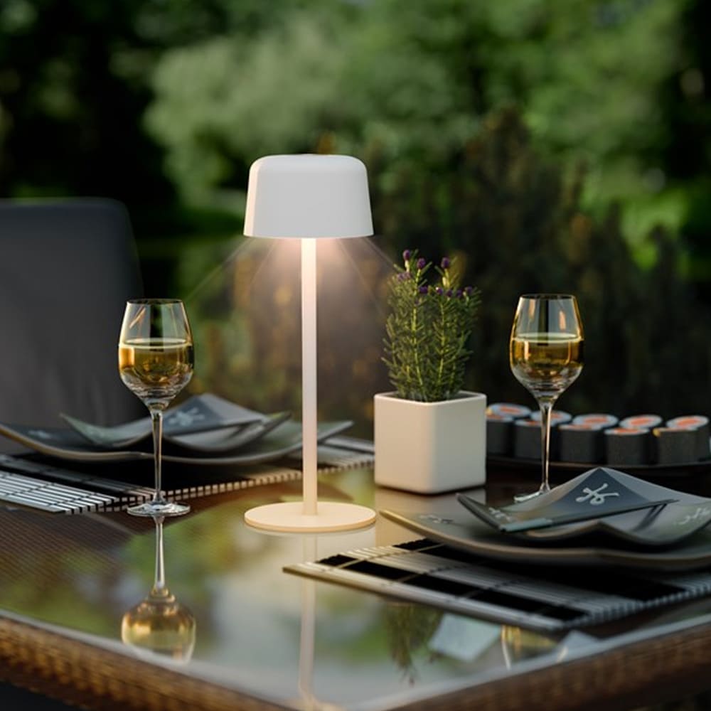 Trådløs LED-bordlampe 25 cm / berøringskontrol / dæmpbar / 150 lm / 3000 K / genopladelig / IP44 - Hvid