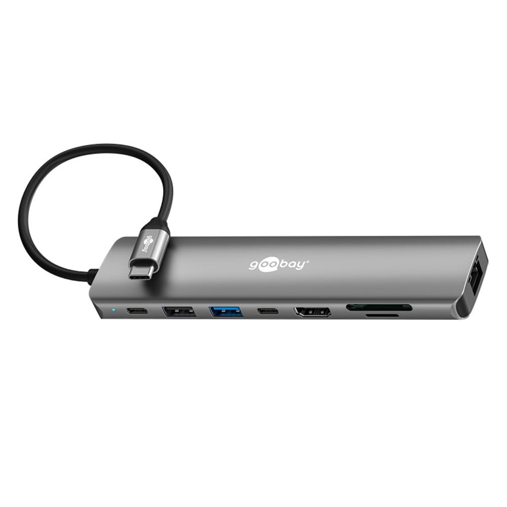 Goobay USB-hub med USB, USB-C, HDMI og RJ45 / USB-C-hub 8 porte