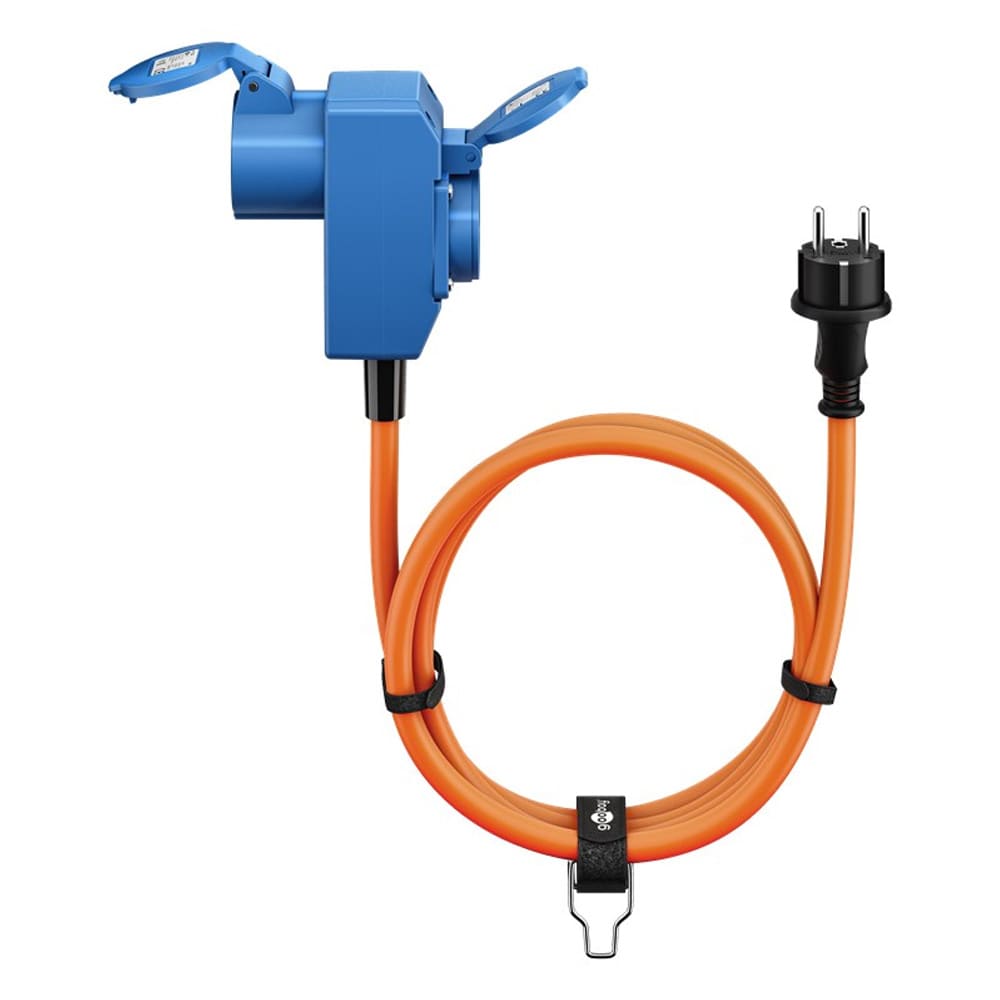 Goobay Strømkabel 230V til CEE vinklet 1,5m / strømkabel CEE til schuko / campingkabel 230V / CEE-kabel vinklet / udendørs strømkabel IP44
