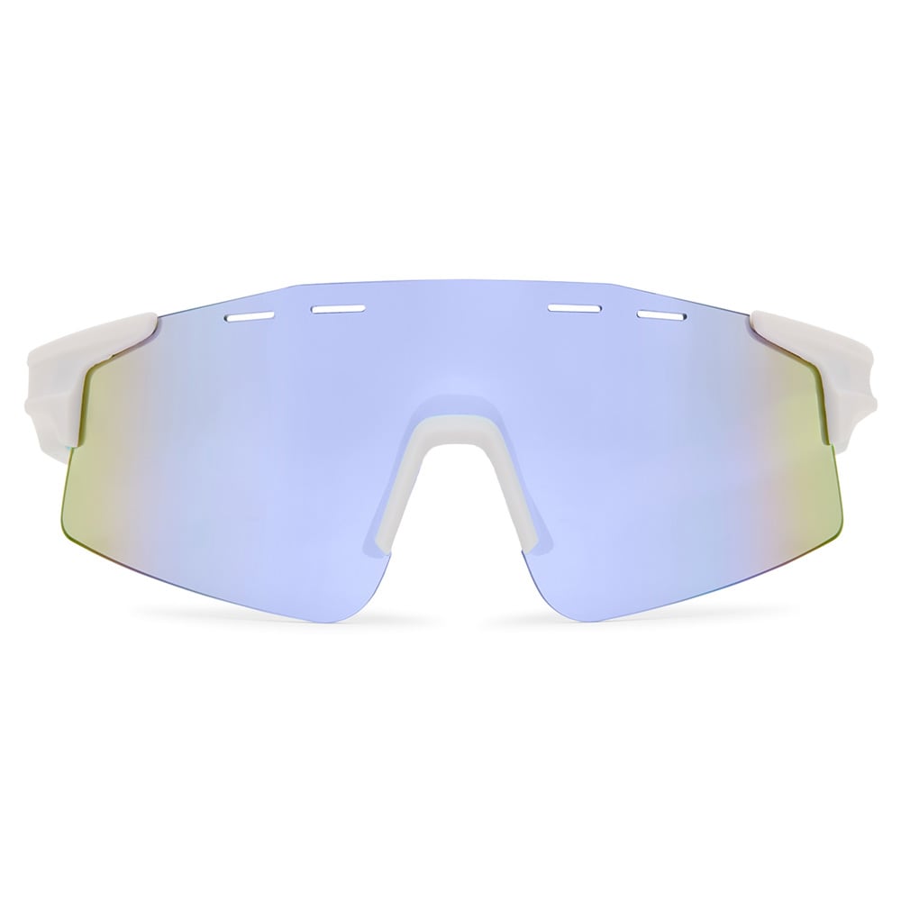Sporty solbrille hvid med blåt glas / sportssolbrille / UV-beskyttende solbrille / cykelbrille