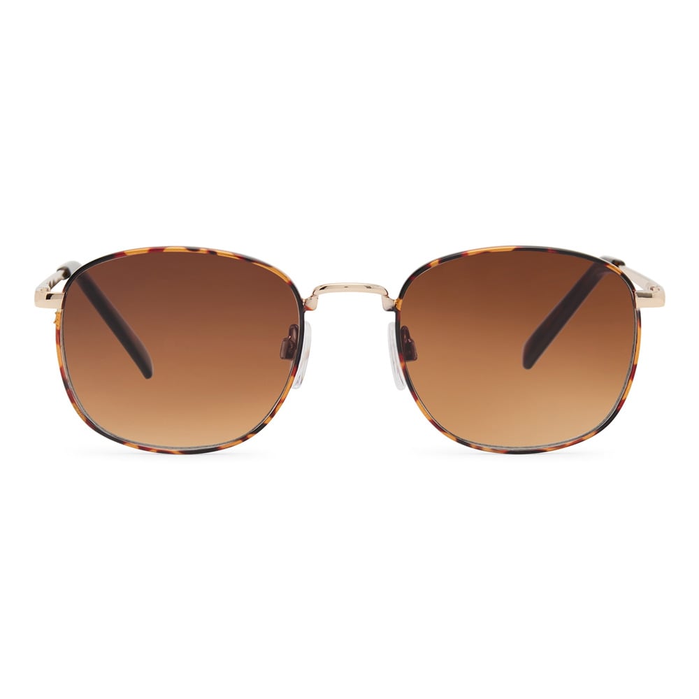 Solbriller i guld med brunt glas / solbriller med UV-beskyttelse / unisex-solbriller