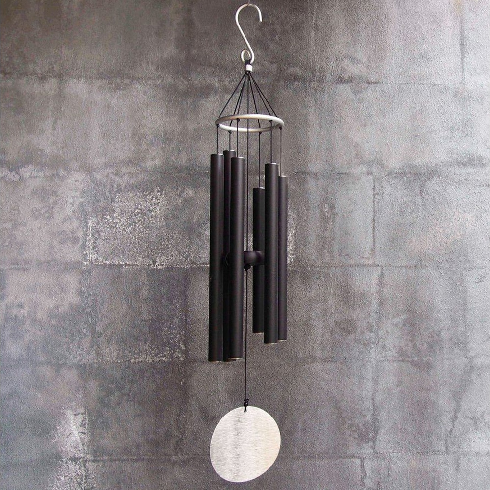 Vindspil Aureola Tunes 71 cm - svart / vindspil i aluminium / udendørs vindspil / stemte vindspil med 6 rør