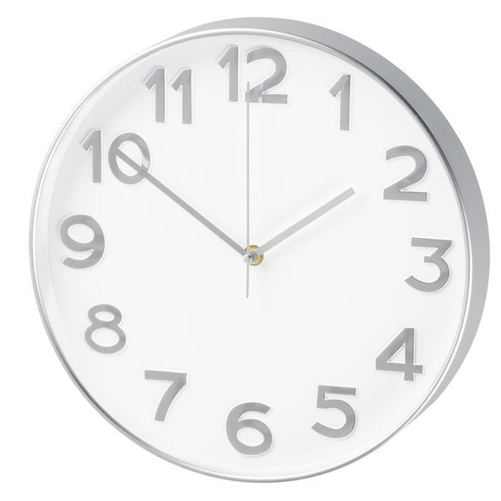 Vægur Reims 30 cm - hvid/sølv / lydløst vægur / moderne vægur / designvægur