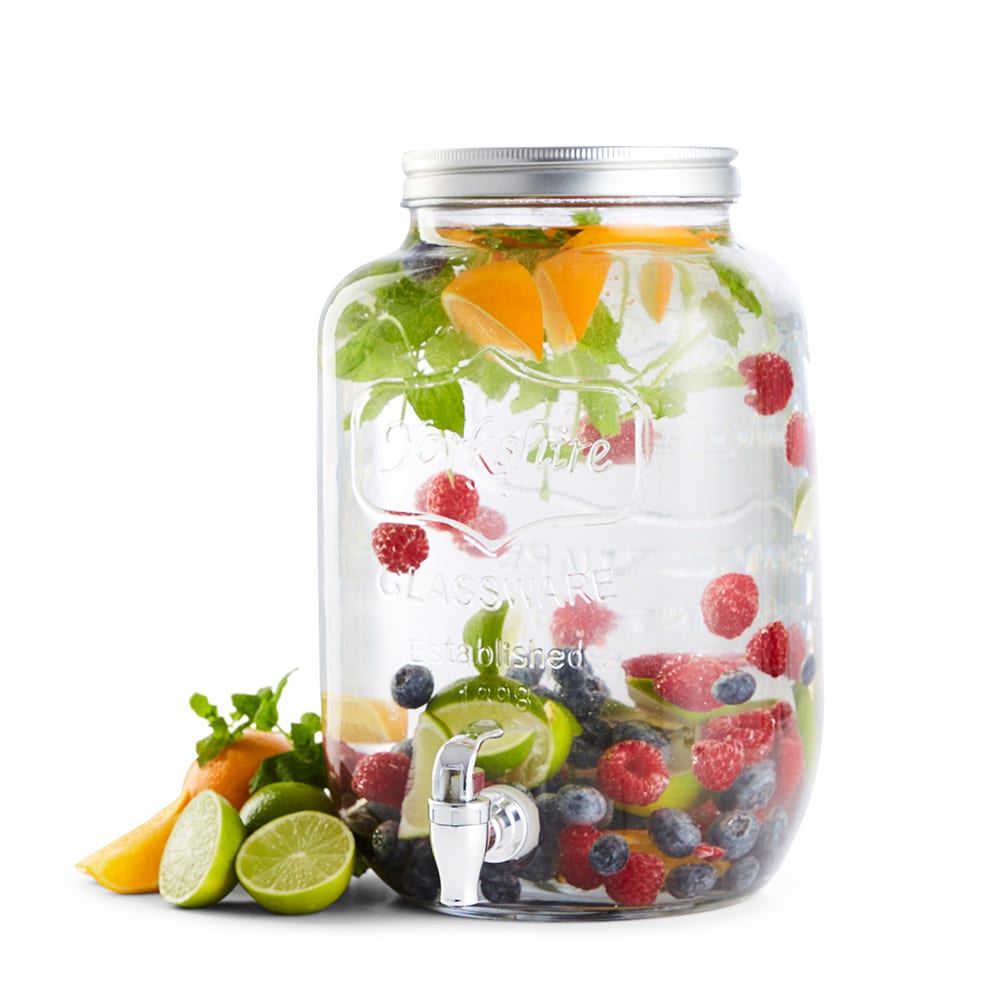 Drikkedispenser i glas 4 l med hane / juicedispenser / serveringsbeholder til kolde drikke