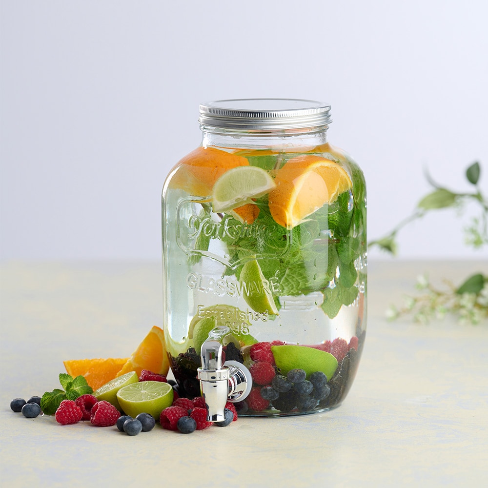 Glasbeholder 4L med hane / drikkevaredispenser / juicedispenser / serveringsbeholder