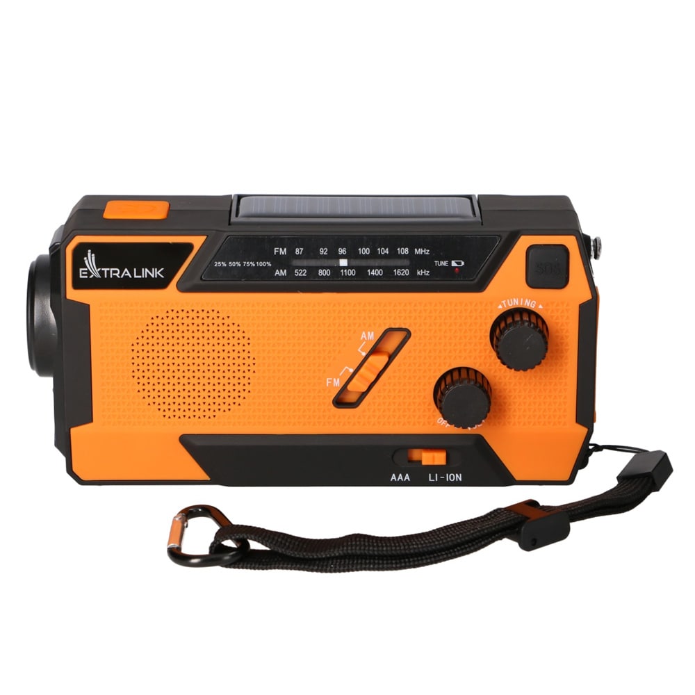 Nødradio 4000 mAh / beredskabsradio med håndsving og solcelle / AM/FM-radio med powerbank og lommelygte