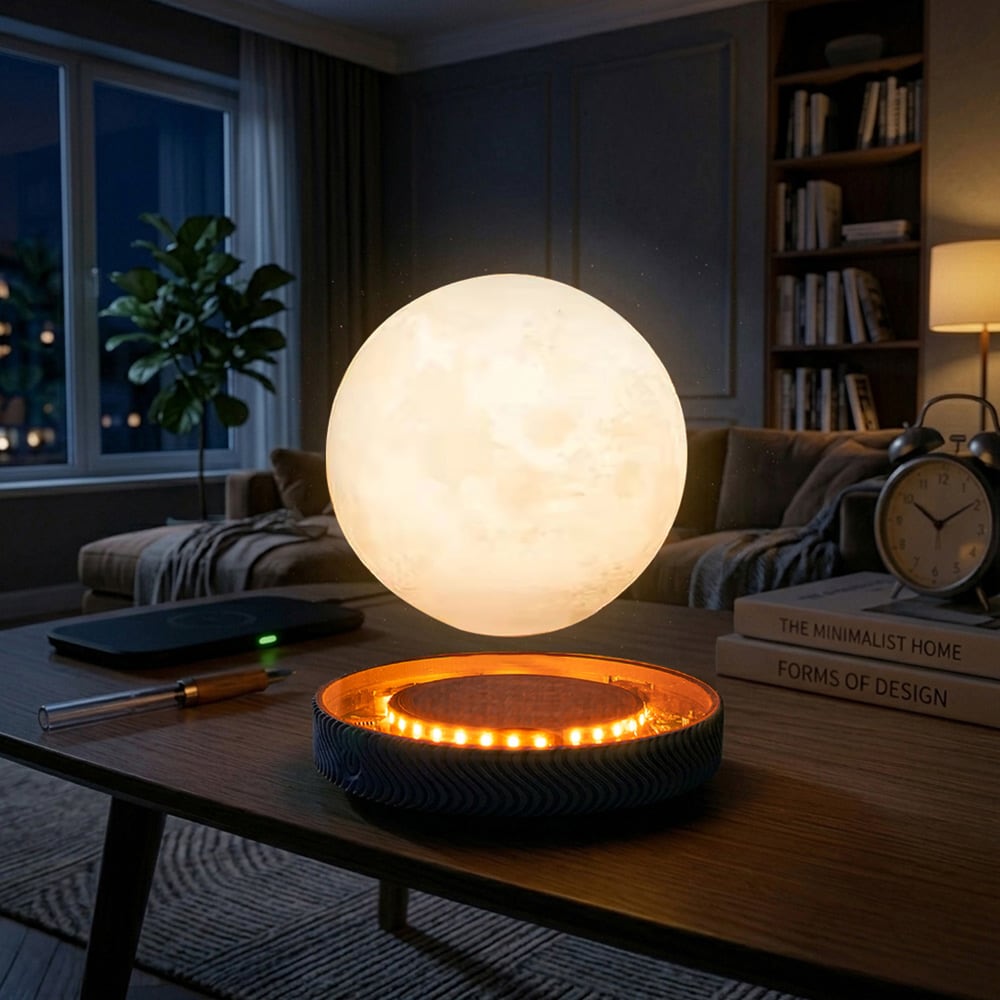Magnetisk svævende månelampe / svævelampe med touchbetjening / dekorativ natlampe med 3 farvetemperaturer
