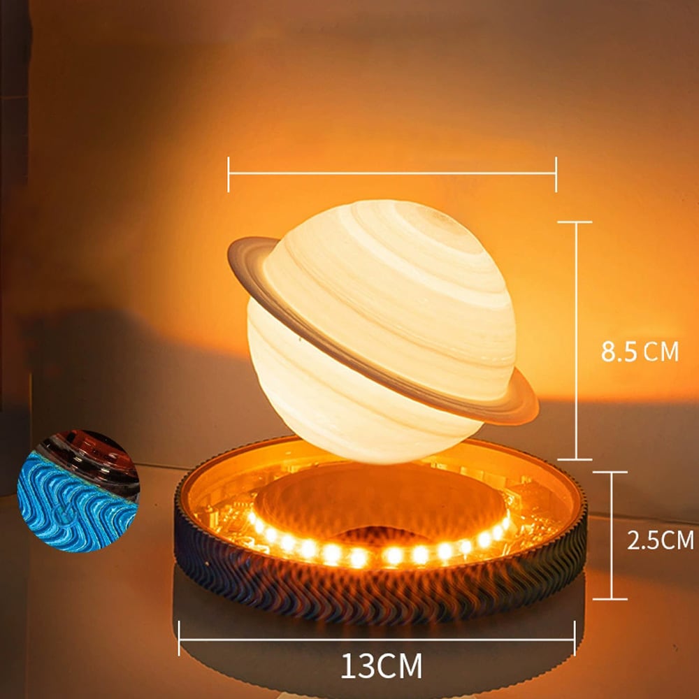Magnetisk svævende Saturnus-lampe / svævende lampe med touchbetjening / natlampe med 3 farvetemperaturer