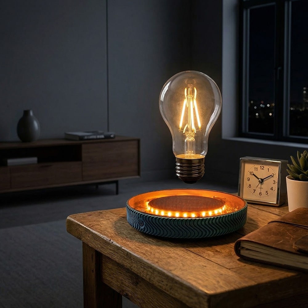 Magnetisk svævende lampe med glødepæredesign / touchbetjent natlampe med varmt lys / dekorativ bordlampe