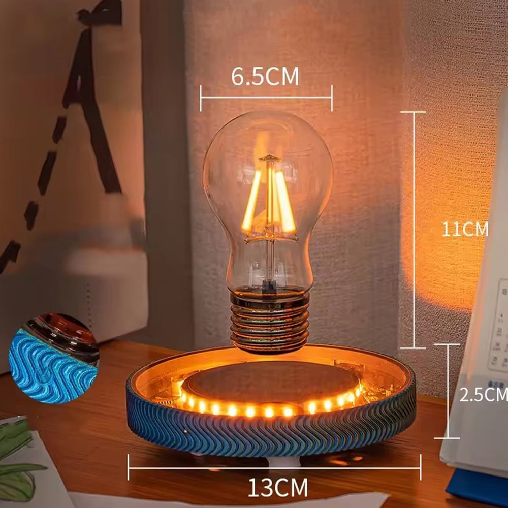 Magnetisk svævende lampe med glødepæredesign / touchbetjent natlampe med varmt lys / dekorativ bordlampe