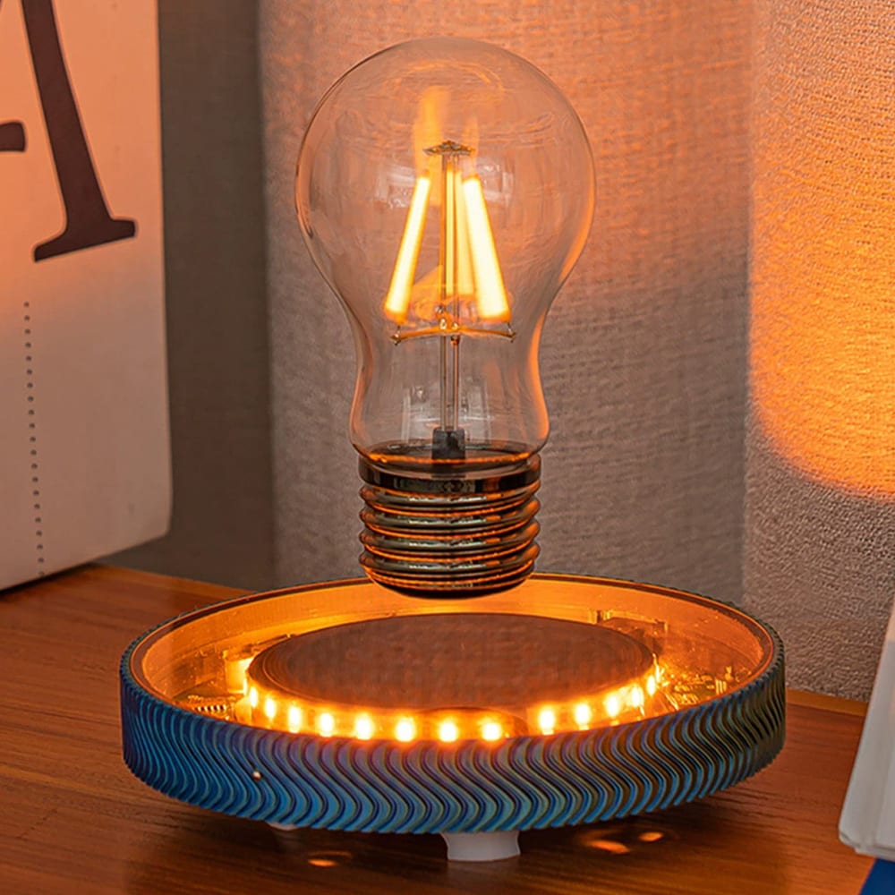 Magnetisk svævende lampe med glødepæredesign / touchbetjent natlampe med varmt lys / dekorativ bordlampe