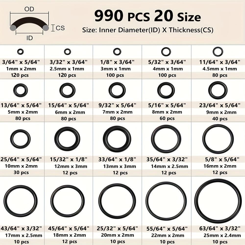 O-ringe i forskellige størrelser 990 dele / o-ring kit / nitrilgummi tætningsringe